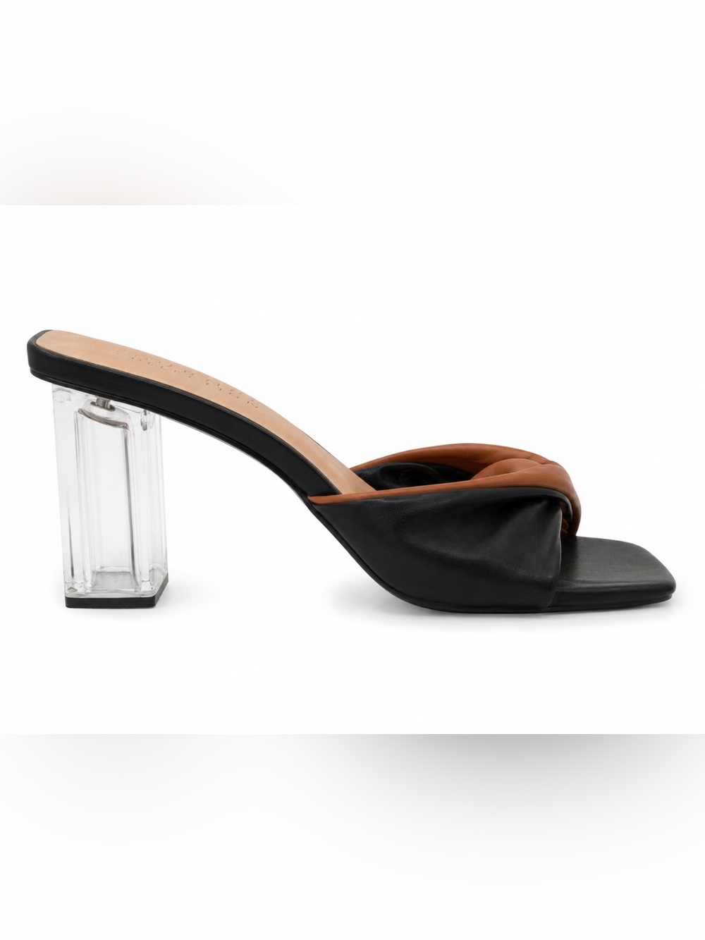 Journee Collection Black and Brown Clear Block Heel Mule